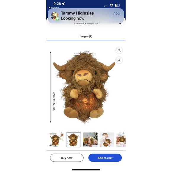 Highland Cow Stuffed Animal Breathing Music with Realistic Brown Fur - Picture 5 of 6